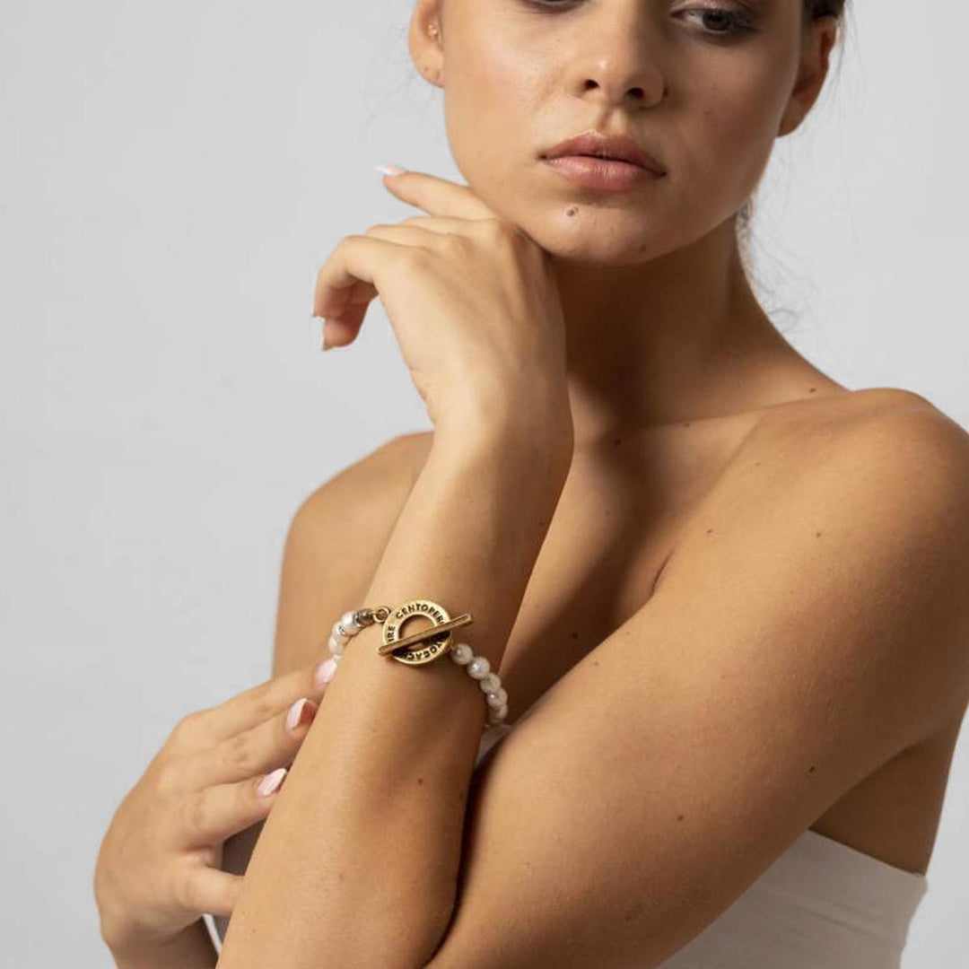 CENTOPERCENTO CACHEMIRE Bracelet with white pearl
