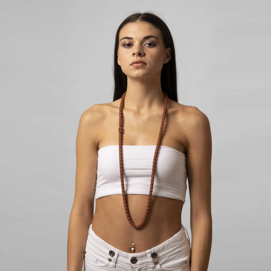 CENTOPERCENTO CACHEMIRE Long necklace with brass spheres