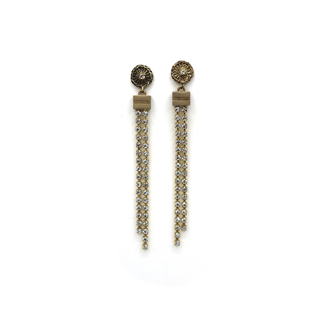 CENTOPERCENTO CACHEMIRE Antique bronze and strass earrings