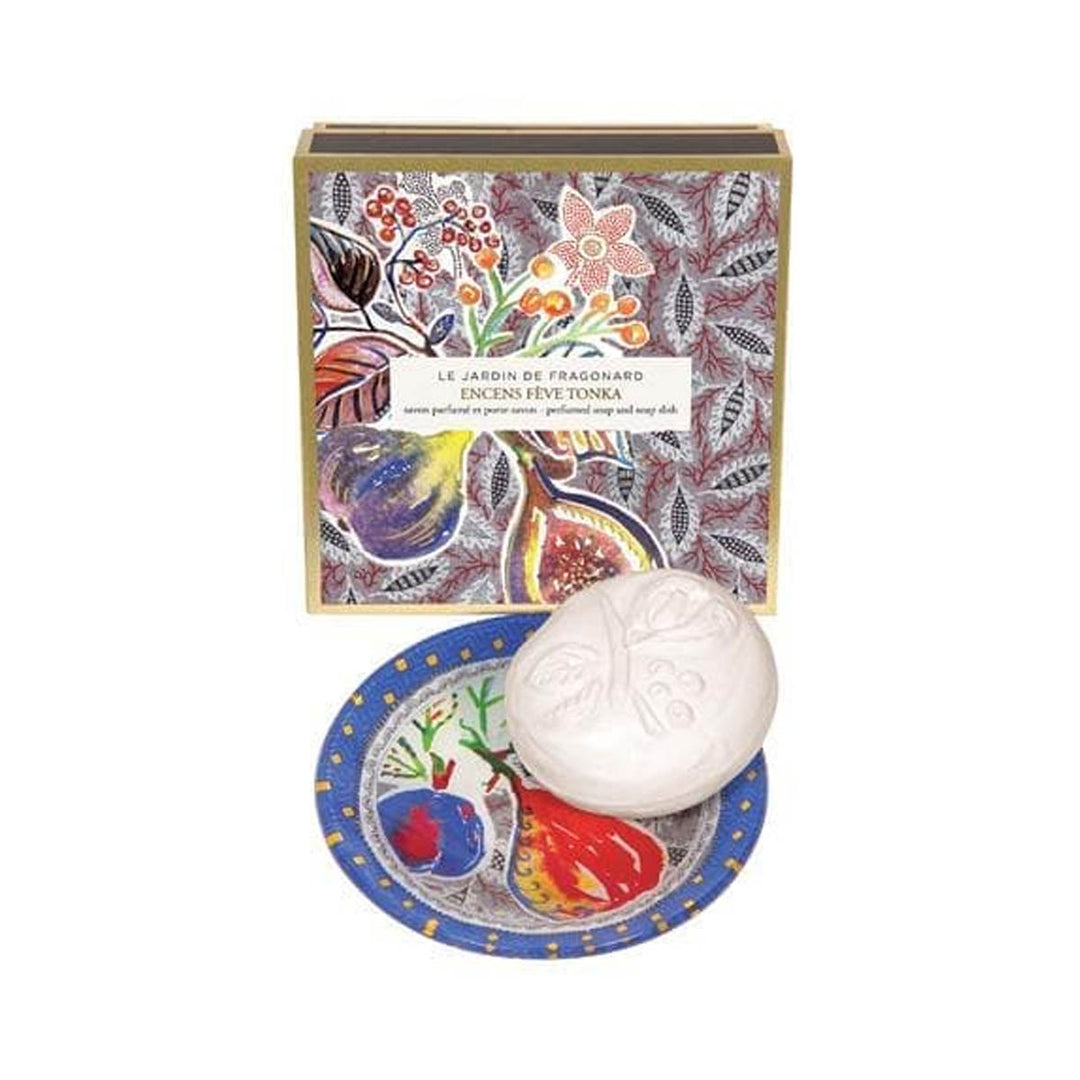 FRAGONARD ENCENS FEVE TONKA SOAP AND SOAP DISH
