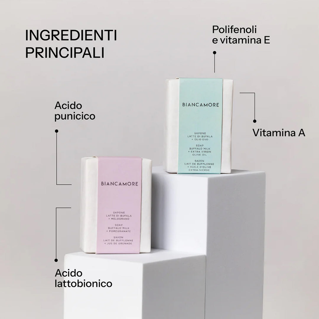BIANCAMORE Sapone con latte di bufala e melagrana
