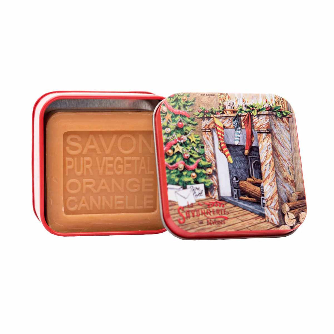 La Savonnerie de Nyons CHRISTMAS Metal box 1 "The fireplace" and soap 100 g 