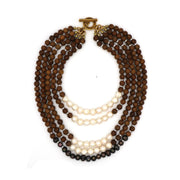 CENTOPERCENTO CACHEMIRE Coconut and pearl multi-strand necklace 