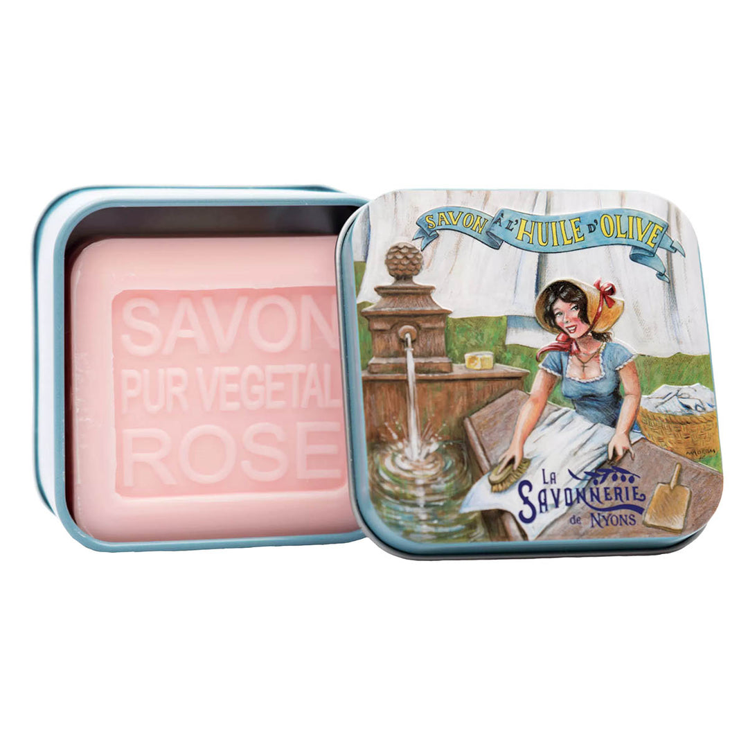 La Savonnerie de Nyons Scatola di metallo "Lavandaia" e sapone 100g