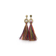 CENTOPERCENTO CACHEMIRE Antique gold earrings and linen tassel 