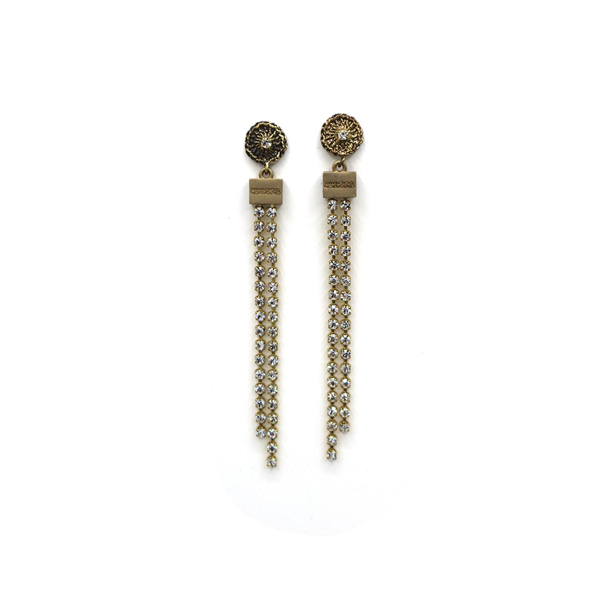 CENTOPERCENTO CACHEMIRE Antique bronze and strass earrings 