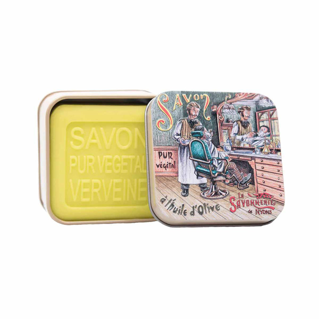 La Savonnerie de Nyons Metal box "The Barber" and Soap 100g 