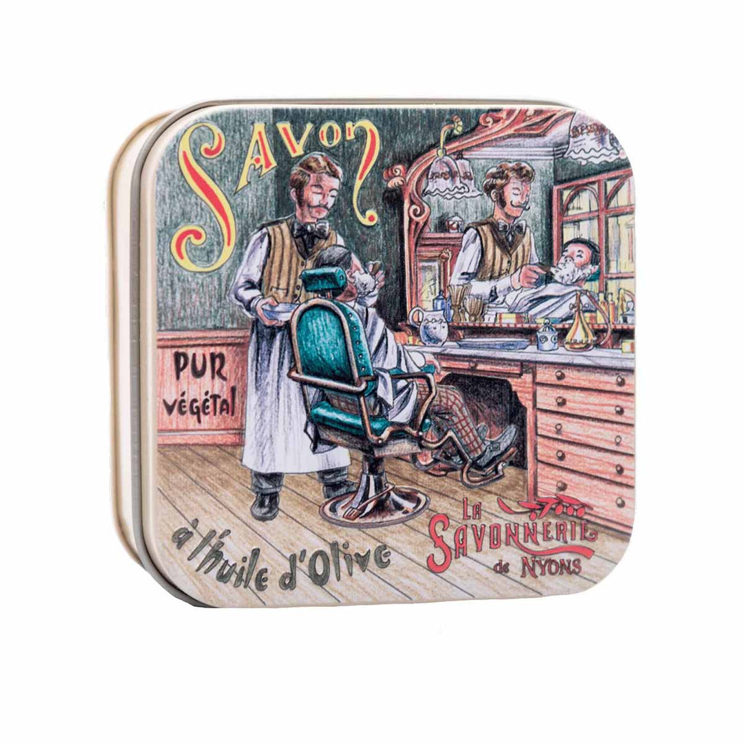 La Savonnerie de Nyons Metal box "The Barber" and Soap 100g 