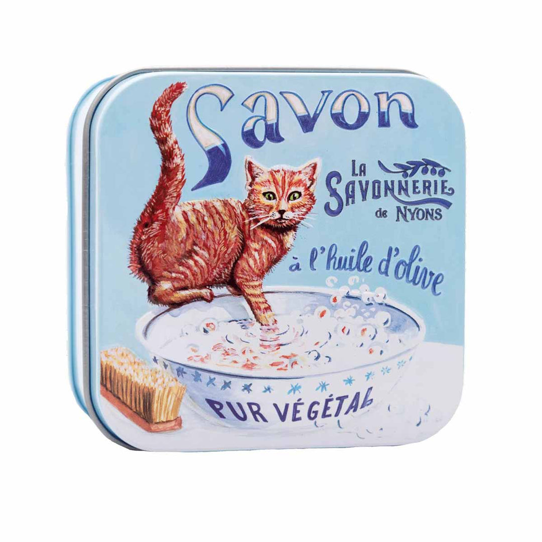 La Savonnerie de Nyons Metal box and soap "Red cat" 100g 