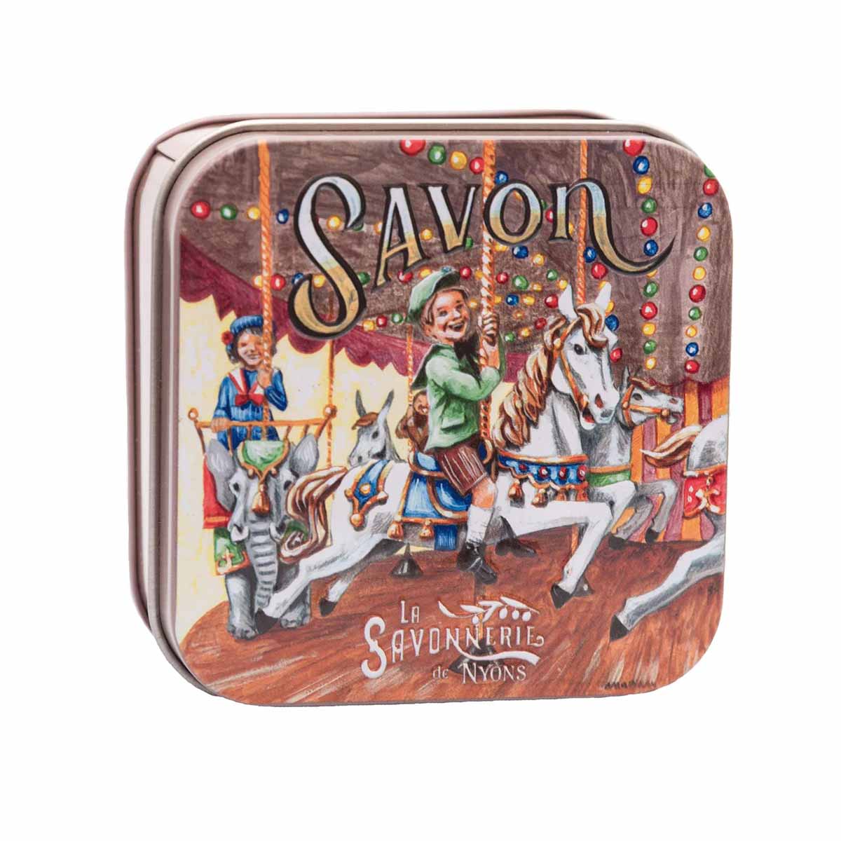 La Savonnerie de Nyons "Carousel" metal box and 100 g soap 